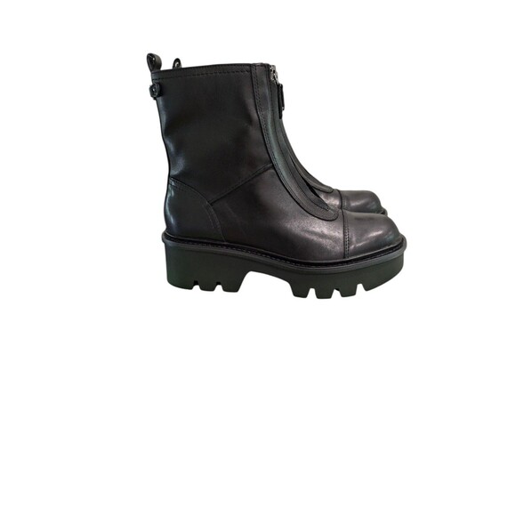 Sam Edelman Cooper Lug Sole Black Leather Boots Womens 6M Front Zip New $180 - Picture 4 of 6